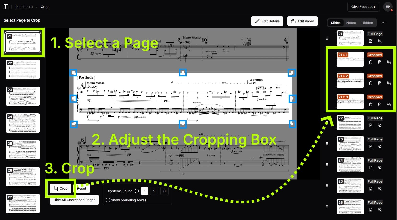 Cropping interface demonstration