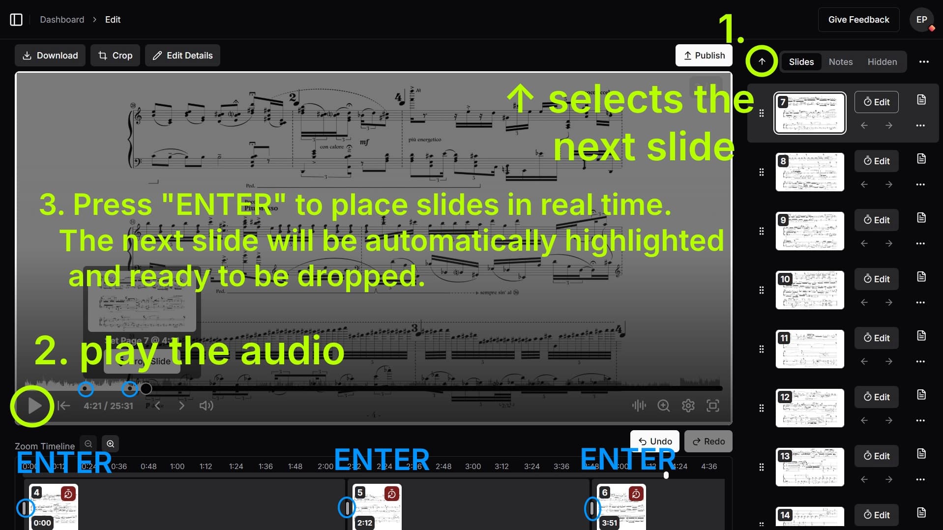 Real-time drop method demonstration