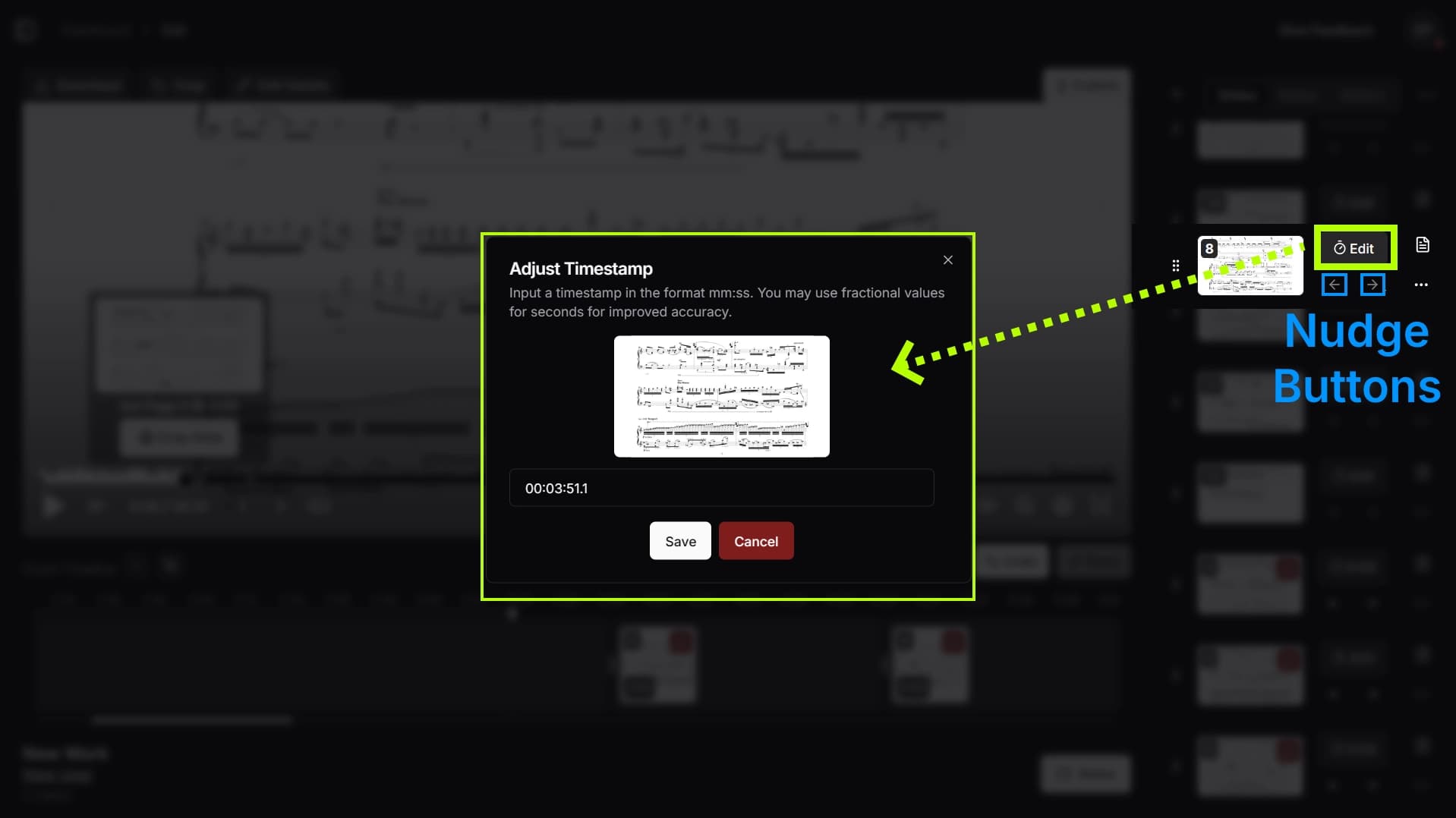 Manual timestamp controls