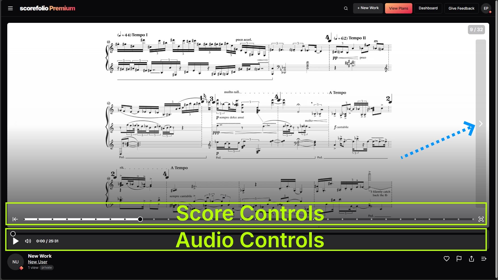 Score video player interface